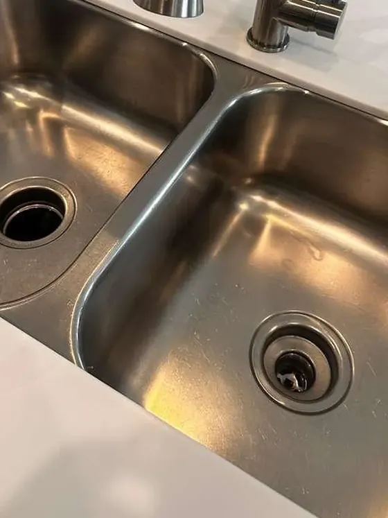 The same double sink after cleaning